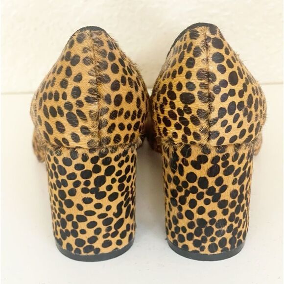 ANTHROPOLOGIE Spotted Leopard Cheetah Calf Hair Square Toe Chunky Heels Pumps. 9 - Picture 10 of 15